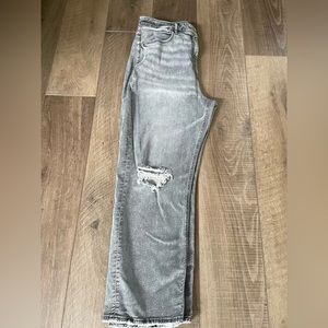 Loft the curvy 90’s high waist straight light grey washed jeans 31/12